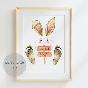 Créations artistiques d'empreintes de pas de lapin de Pâques pour bébés, DIY souvenir de bébé Mes premières créations de Pâques pour bébés