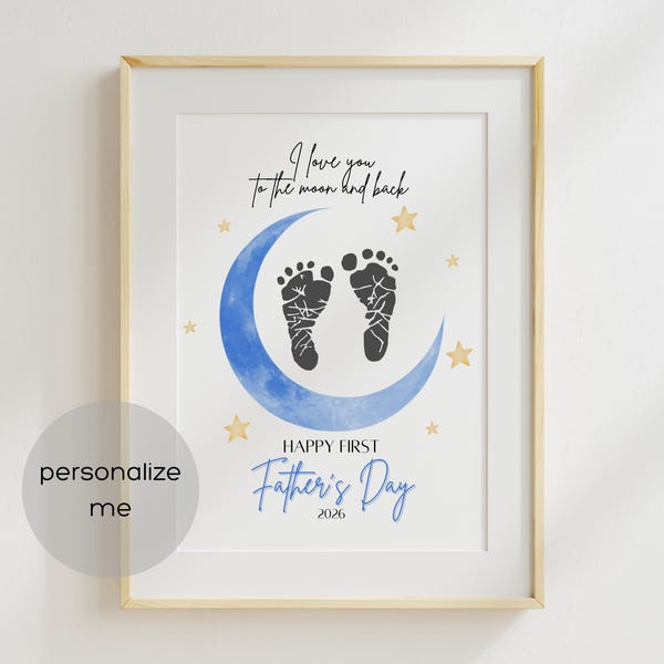 First Father's Day Footprint Art: Moon & Stars Keepsake (Digital Download)