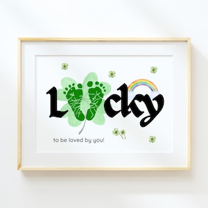 Bewerkbare St. Patrick's Day-voetafdrukkunst voor baby's, baby's en peuters (digitale download)