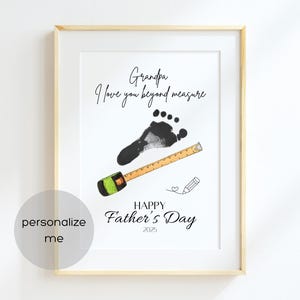 Nastro di misurazione per la festa del papà, impronta del piede del nonno, artigianato artistico, impronta del piede per la festa del papà, regalo fai da te stampabile per il nonno