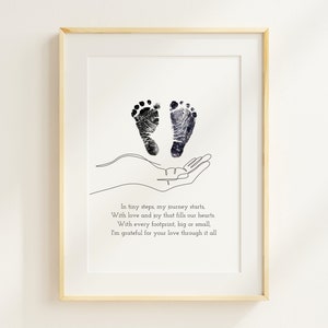 Afdrukbare baby voetafdruk gedicht aandenken, minimalistische baby voetafdruk muur decor met gedicht, DIY baby's eerste voetafdrukken schattig kunst en ambacht cadeau