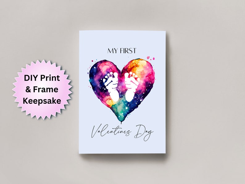 Valentines Day DIY Baby Keepsake Footprint Craft, Babys First Print