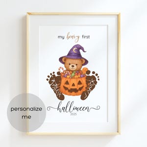 La mia prima impronta di bambino per Halloween: orsacchiotto fai da te, ricordo, stampabile (modificabile)