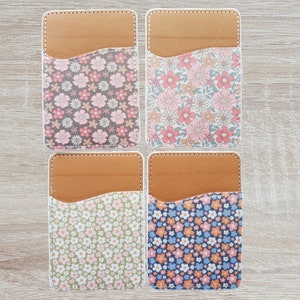 Porte-cartes floral, porte-cartes autocollant pour téléphone, porte-cartes à imprimé rétro, porte-cartes téléphonique groovy, porte-cartes, porte-cartes de crédit pour téléphone