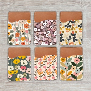 Porte-cartes de téléphone floral, porte-cartes à coller pour téléphone, porte-cartes à imprimé rétro, porte-cartes de téléphone groovy, porte-cartes, bas de Noël