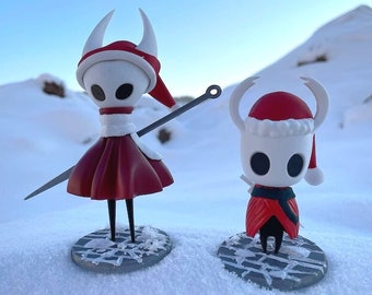 Figure di gioco 3D natalizie di Hollow Knight e Hornet, regalo di Natale per giocatori, decorazioni di giochi indie