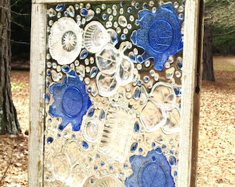 Suncatcher Window With Vintage Glassware Vintage Farmhouse Cobalt Blue With Clear Featuring Chandelier Prisms