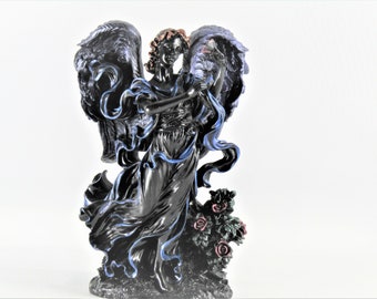 Hand Painted Gothic Dark Fairy Statue With Roses