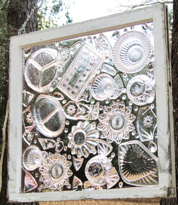 【希少】ヴィンテージ ART glass STENHYTAA W.W. Suncatcher Window With Vintage Glassware Pale Pink Resin