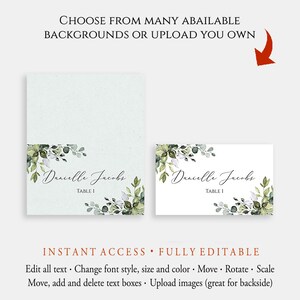 50 PCS Eucalyptus Wedding Place Cards - Folded Name Cards With Leaf Design For Table Seating, Weddings, Parties
