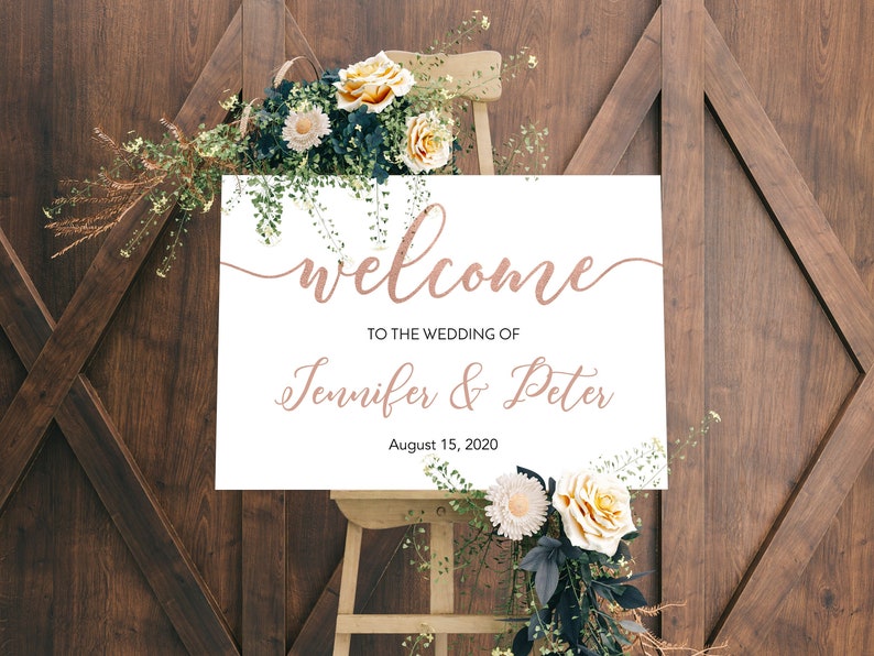 Wedding Welcome Sign Rose Gold Welcome to the Wedding Sign - Etsy