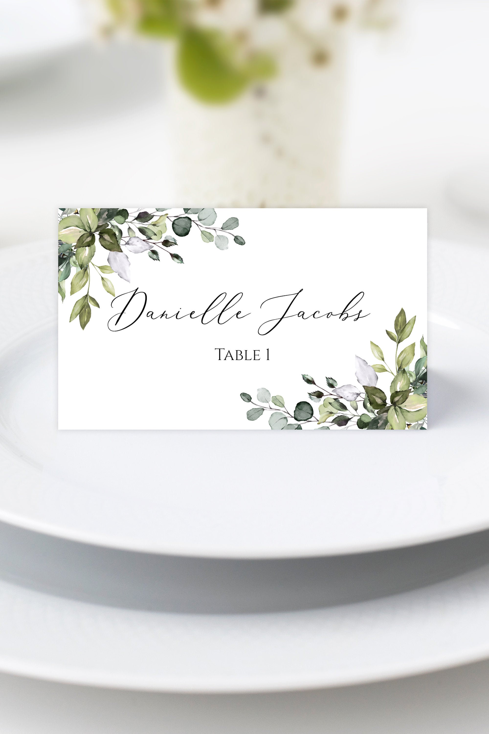 Eucalyptus Wedding Place Cards Editable Place Card Template Etsy