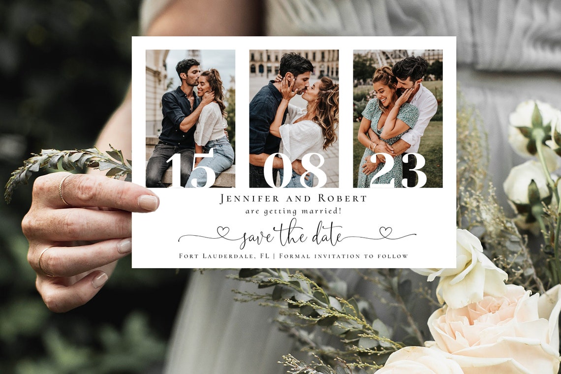 Photo Collage Save the Date Template Save the Date Cards with image 1