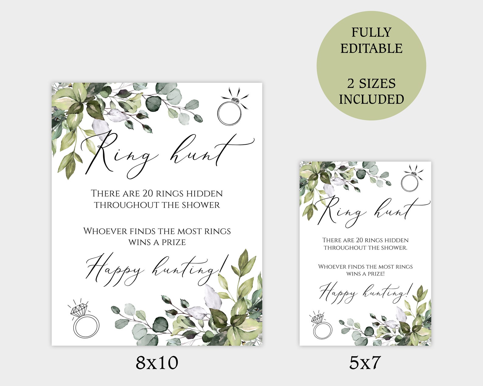 EDITABLE Bridal Shower Ring Hunt Game Sign Printable TEMPLETT | Etsy