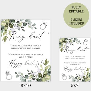 EDITABLE Bridal Shower Ring Hunt Game Sign, Printable TEMPLETT Template ...