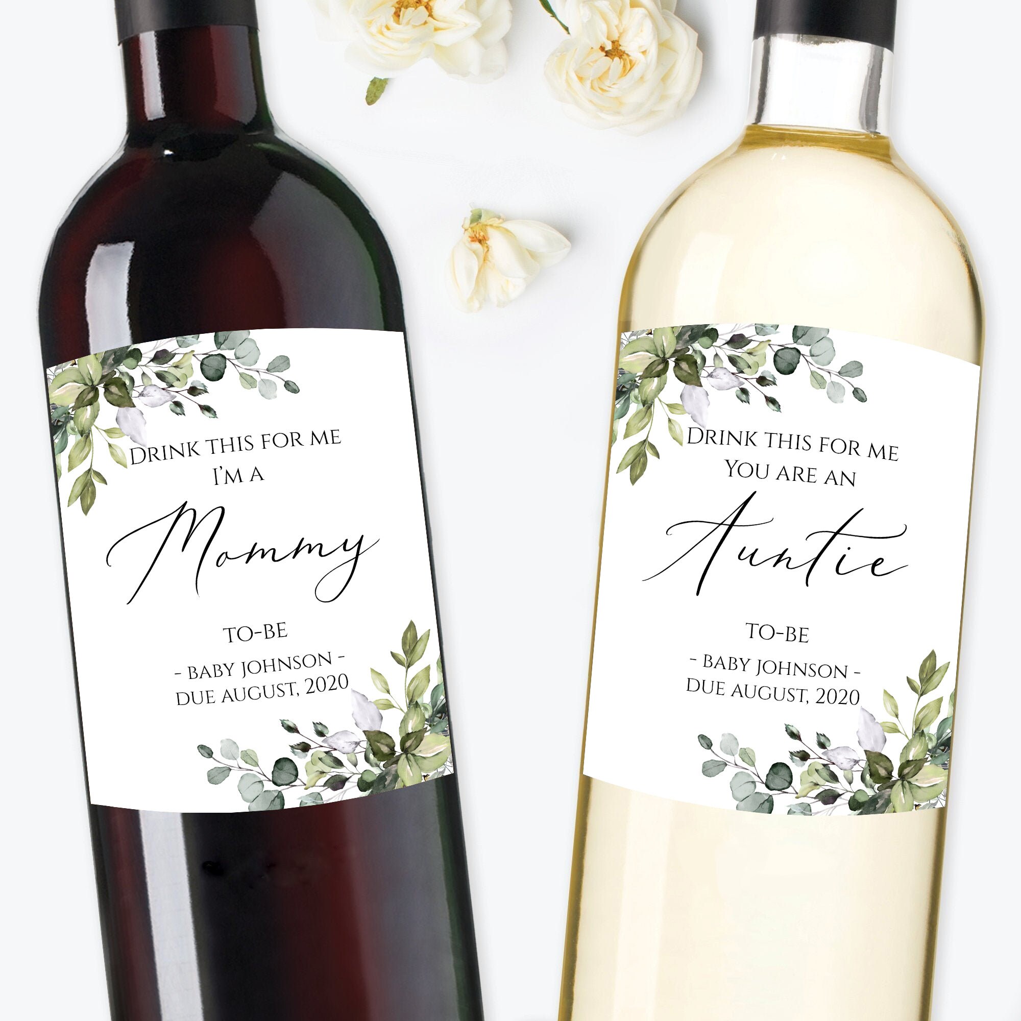 Pregnancy Wine Label Announcement Editable Template - Etsy