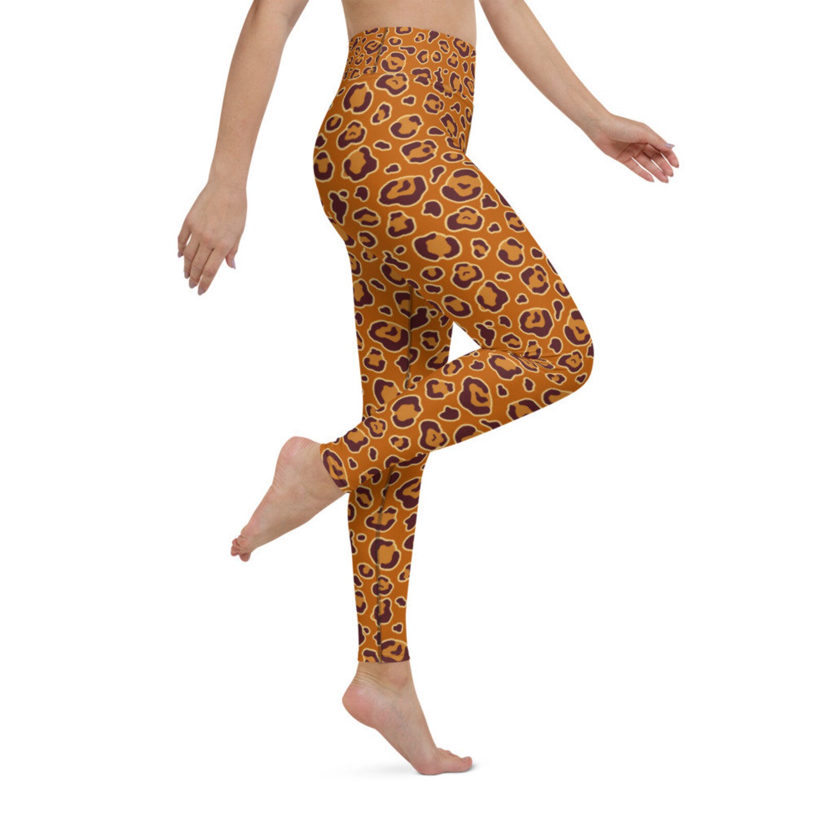 Brown Cheetah Print Yoga Leggings Etsy