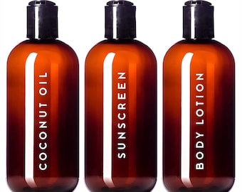 Individuell beschriftete nachfüllbare Flaschen: Shampoo, Conditioner, Body Wash - 3 Stk