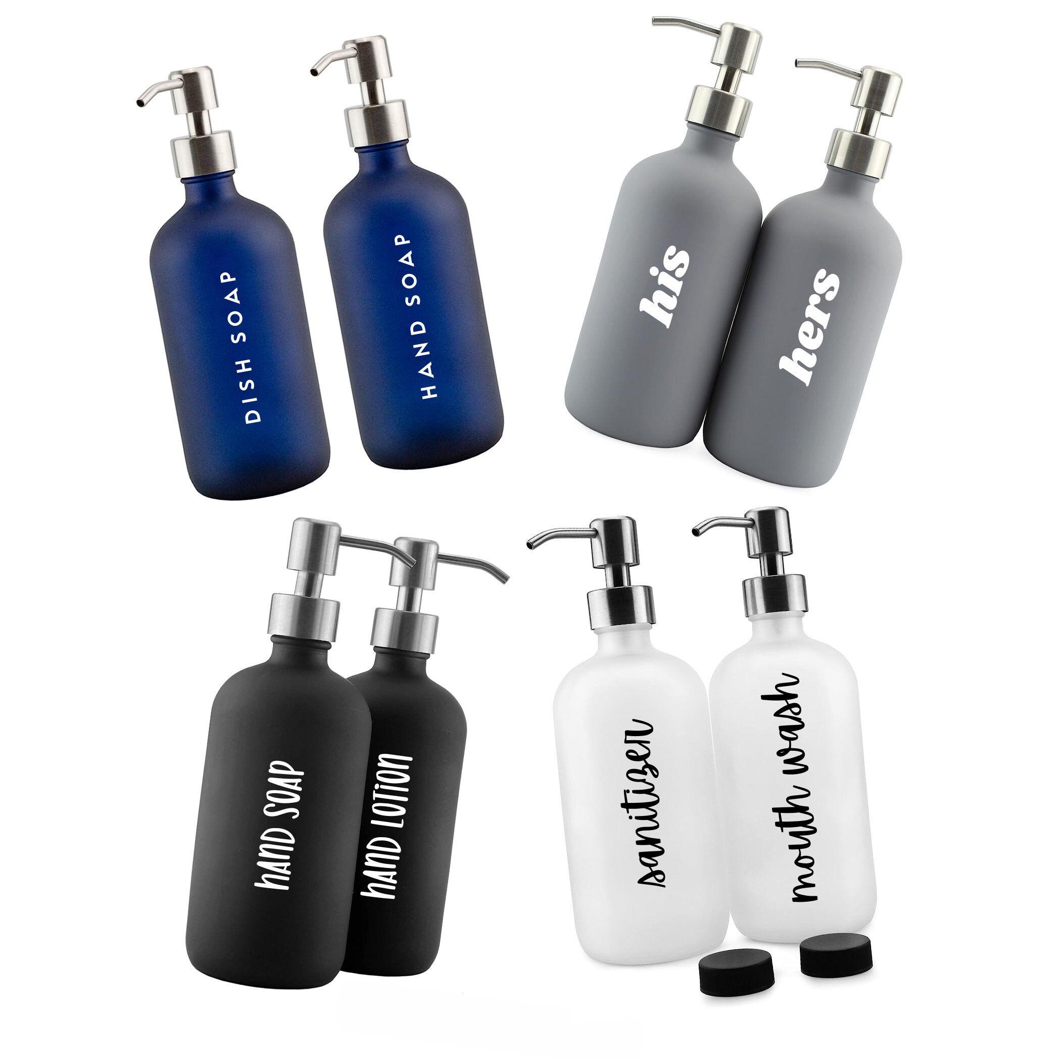 Glass Custom Labeled Refillable Pump Bottles 2 Pcs Etsy