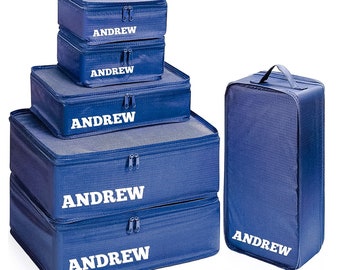 Personalized Nylon Packing Cubes: Travel Luggage Organizer Set (6 Piece)