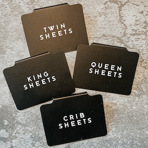 Plastic Bin Clips with Custom Vinyl Labels, Basket Labels, Toy Bin Labels, Custom Tags for Boxes, Closet, Kitchen Organization and Storage