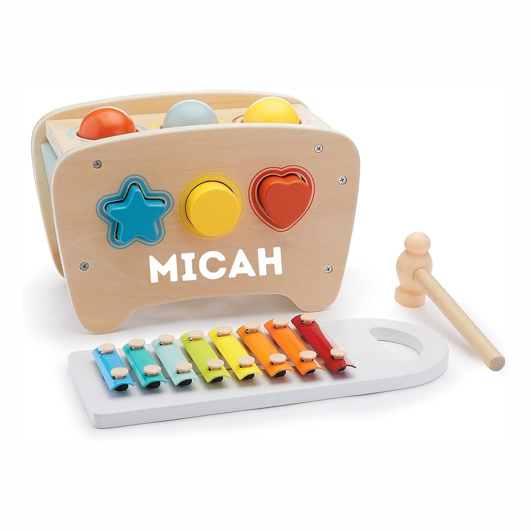 Wooden 3-in-1 Pounding Bench With Xylophone and Shape Sorter ...