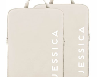 Set of 2 Personalized Compression Packing Cubes: Waterproof Travel Organizers