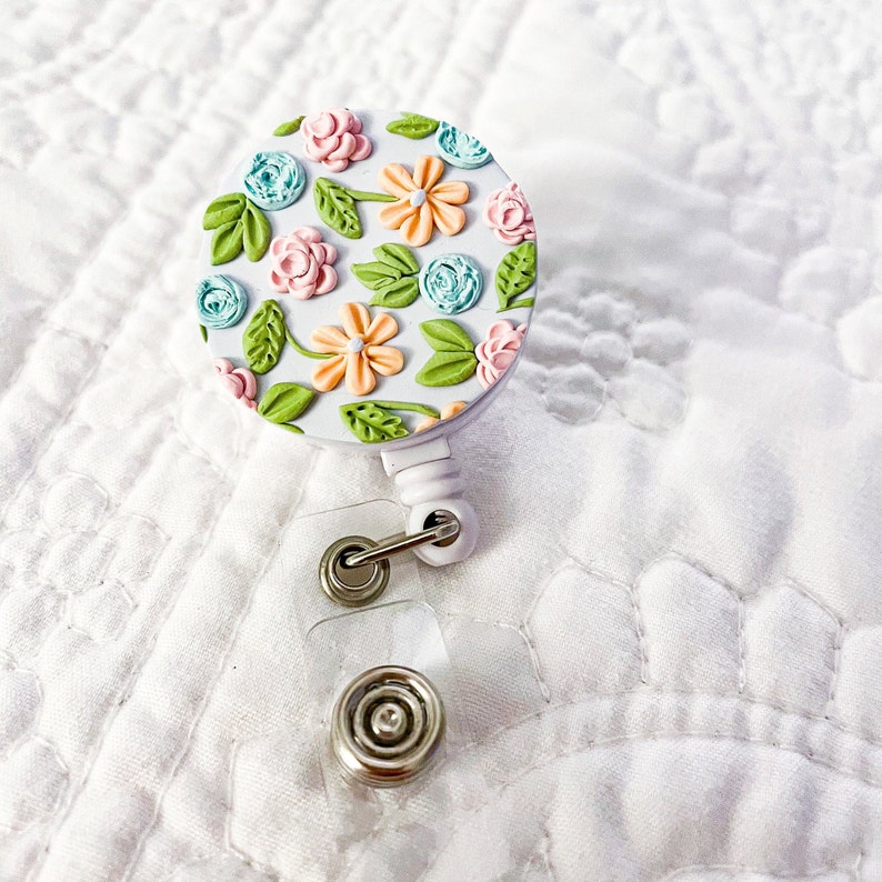 Floral Badge ReelPolymer Clay Teacher Badge ReelCute Clay Badge ReelRetractable Badge ReelTeacher AccessoriesBadge ReelsGift Ideas