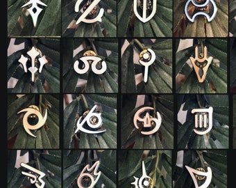 FFXIV Job Stone Symbol Pins, (Tank Healer DPS Roles), Glow in the Dark, Minimalist FF14 Inspired, Anodized Soft Enamel Pins