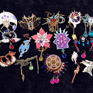 FFXIV Role Pins (Tank Healer DPS), FF14 Inspired, Glitter, Thermochromic, & Other Flair Aesthetic Enamel Pins
