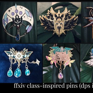 FFXIV Role Pins (Tank Healer DPS), FF14 Inspired, Glitter, Thermochromic, & Other Flair Aesthetic Enamel Pins