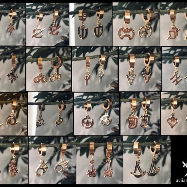 FFXIV Job Stone Symbol Earrings (Tank Healer DPS Roles), FF14 Inspired Minimalist Hug/Dangle Earrings or Necklace