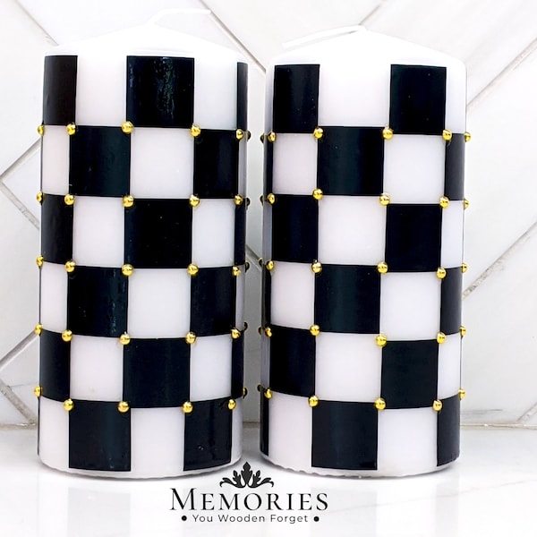 Checkered Pillar Candle