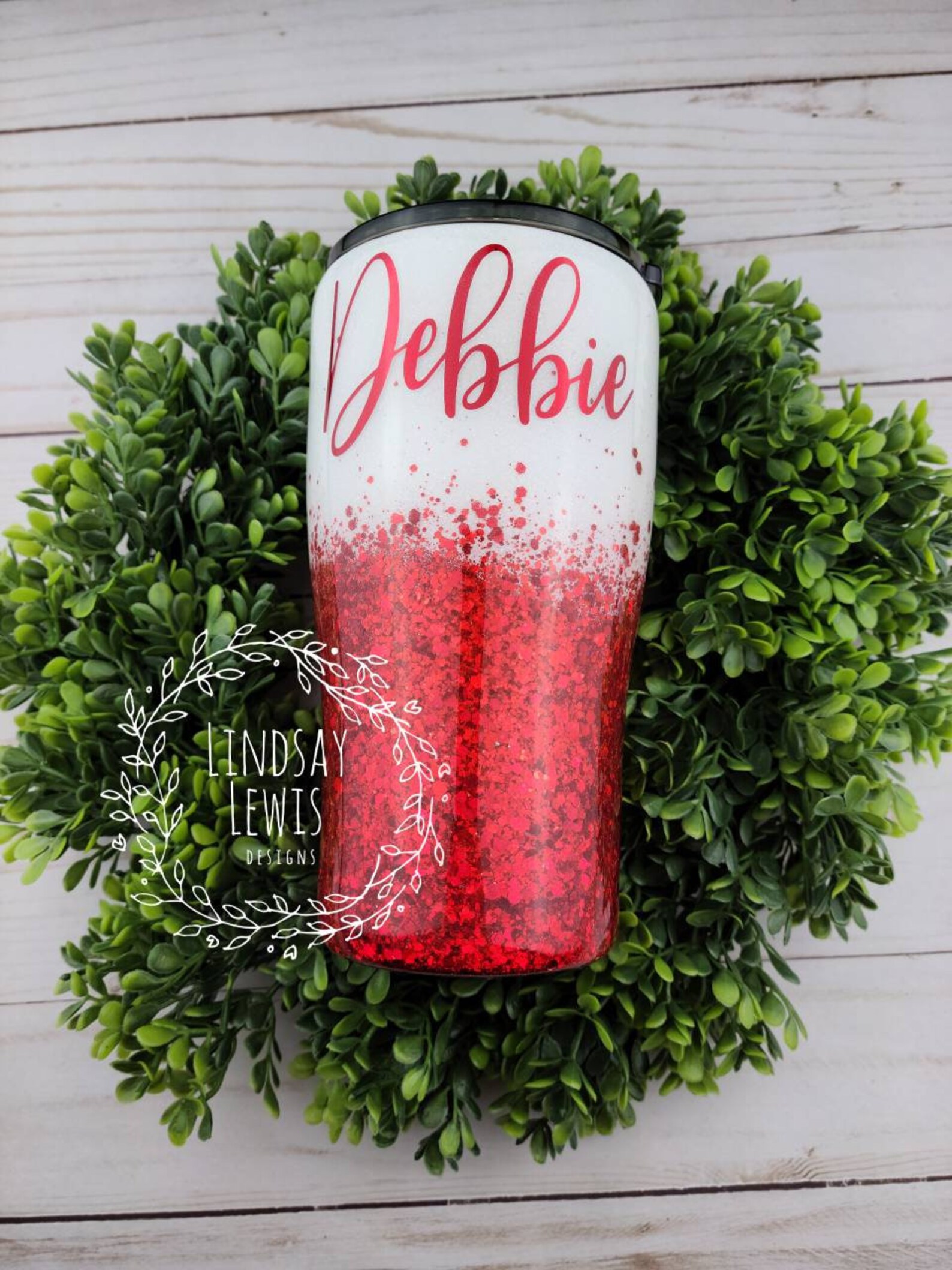 White and red glitter ombre tumbler glitter cup gift ideas Etsy