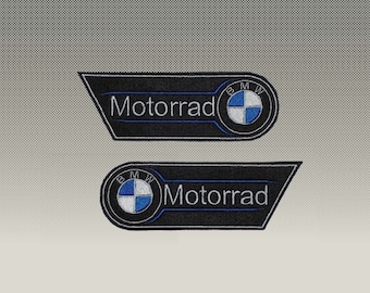 2 Patch Patches compatible for BMW Mirrors for jacket shoulders, iron-on embroidered iron-on patch