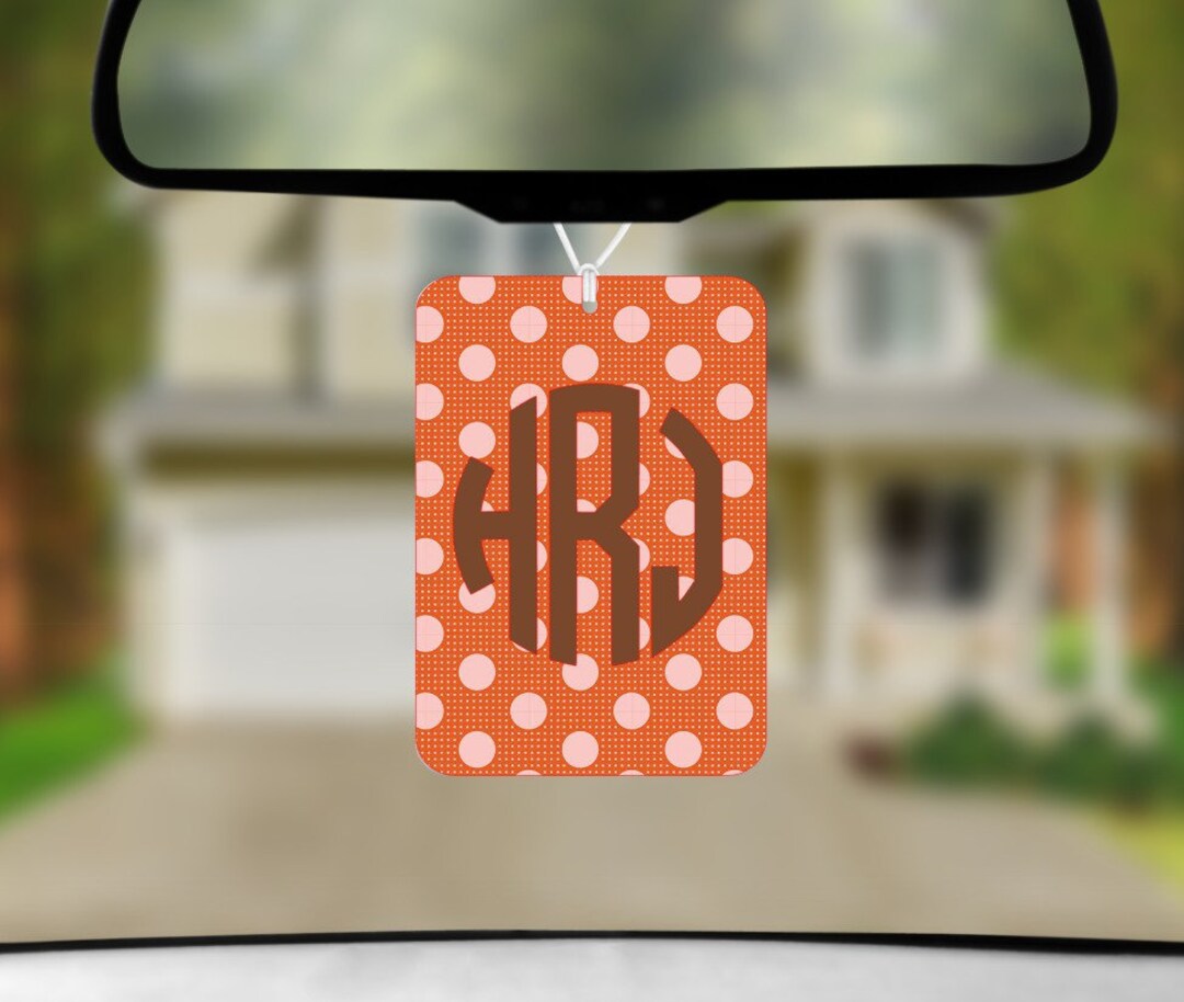 Car Air Freshener Orange Polka Dot Rectangle Sublimation Etsy