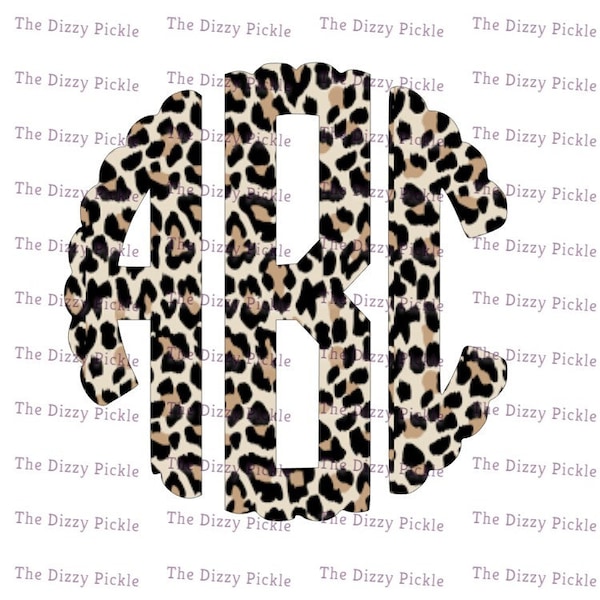 Sublimation Leopard Print Scalloped Alphabet Design - PNG - Sublimation Design - Monogram Alphabet - Digital - Cheetah - Scallop Monogram