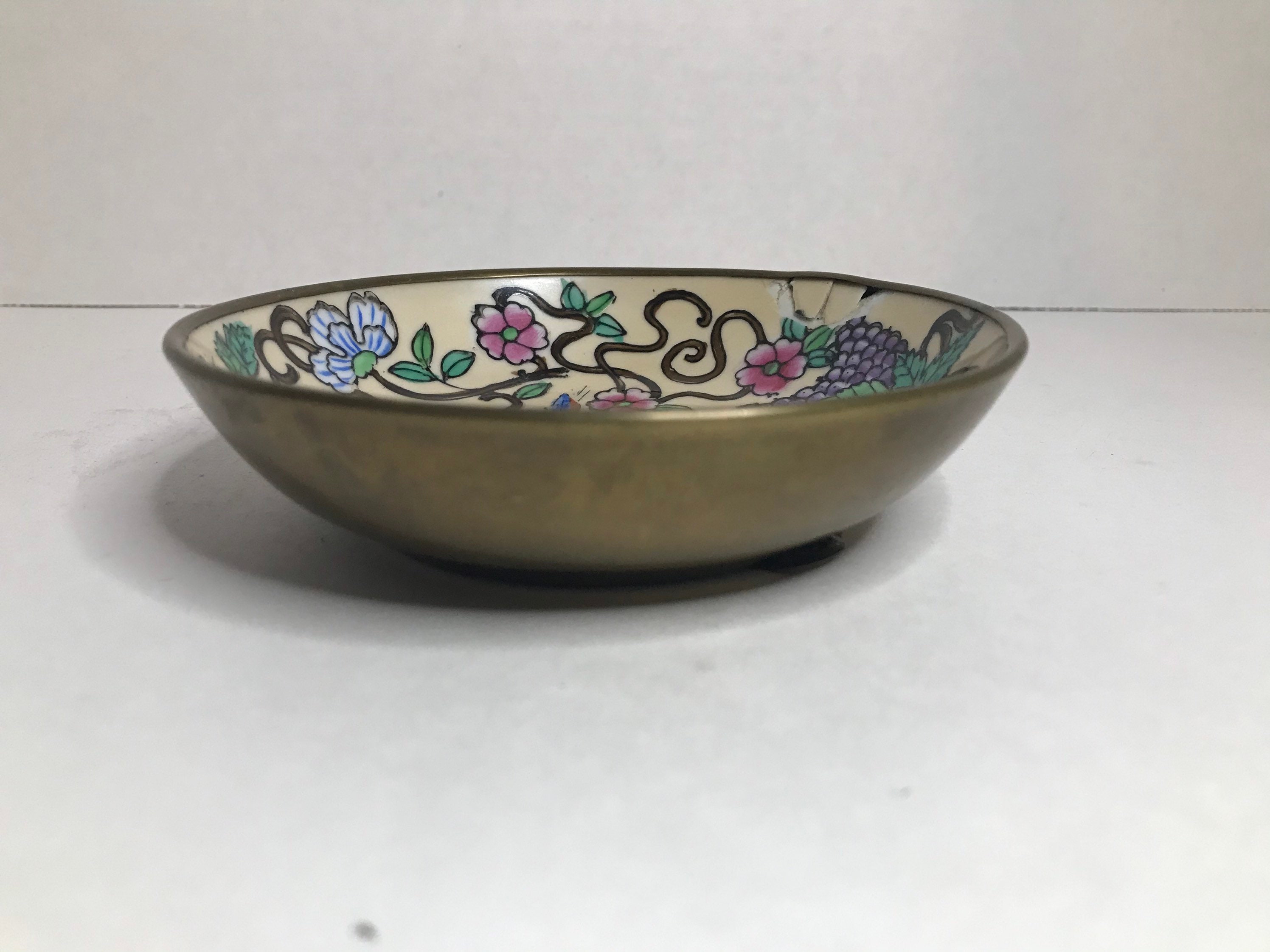 Vintage Chinese brass decorative bowls set of 3 Etsy