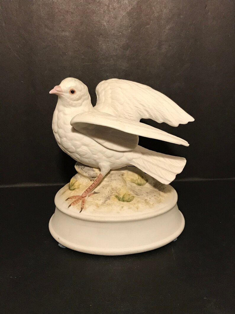 Mint Vintage Gorham White Bird Dove Music Box Collectibles Figurines