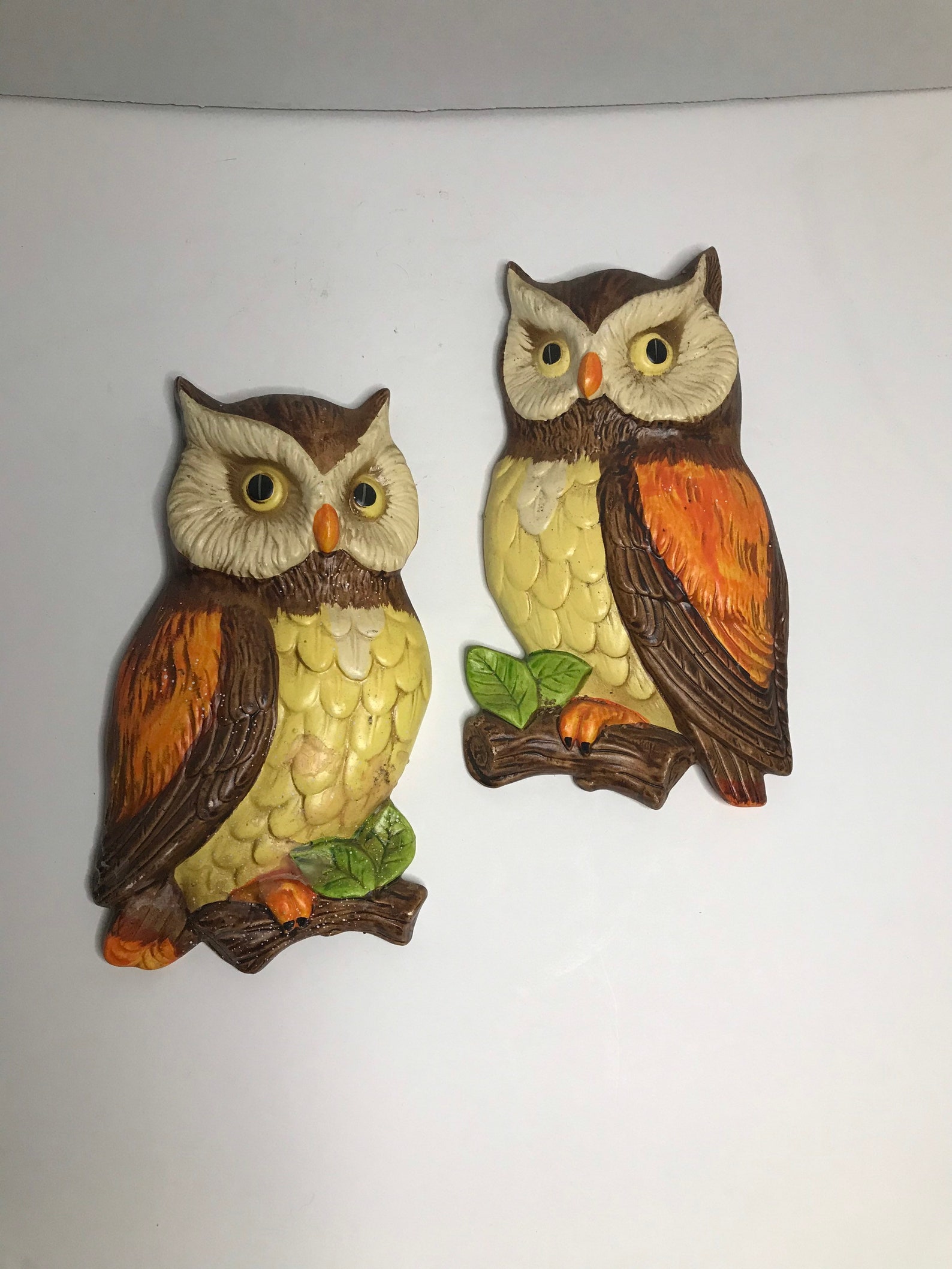 Vintage Pair Of LEFTON Ceramic Owls Wall Hangings Decorative Etsy