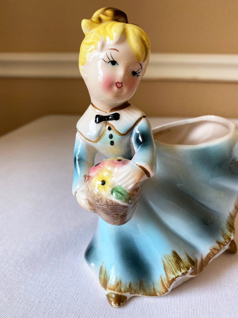 Young Girl in Blue Dress PlanterVase
