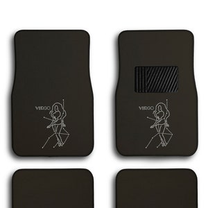 VIRGO Zodiac Sign Crystal Swarovski Bling Universal Fit Front/Rear 4-Piece Full Set Carpet Car SUV Truck Floor Mats For Women & Unisex