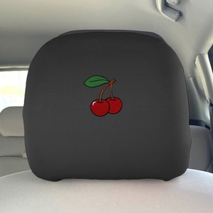 2 Pcs Cherry Car Universal Head Rest Cover Elegant and Beautiful Comfortable Unisex Neosupreme Anti Slip Design Art for Women