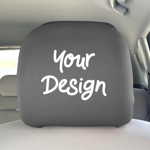 GRAY 2 Pcs Custom Car Universal Neosupreme Head Rest Cover Elegant and Beautiful Comfortable Unisex Anti Slip Design Art for Women