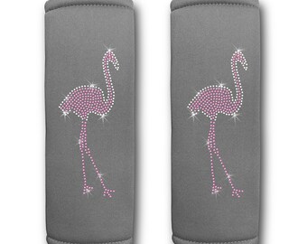 Rhinestone crystal flamingo jeweled belt Flamingo Crystal Swarovski Bling Rhinestone Seat Belt Cover  main image 4