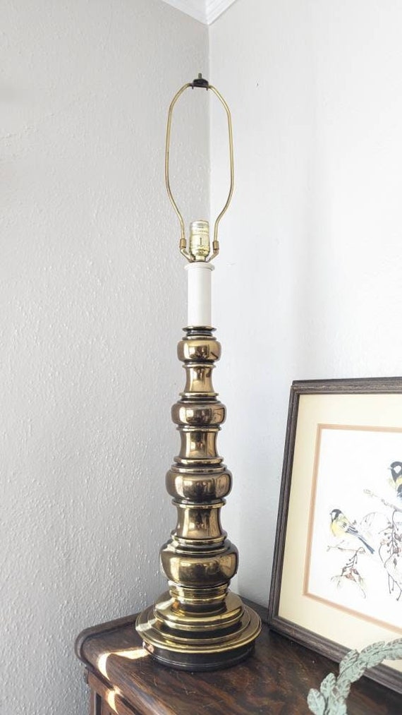 Vintage Stiffel Dark Brass Table Lamp 36 Tall Heavy Switch on Base 3-way  Bulb 