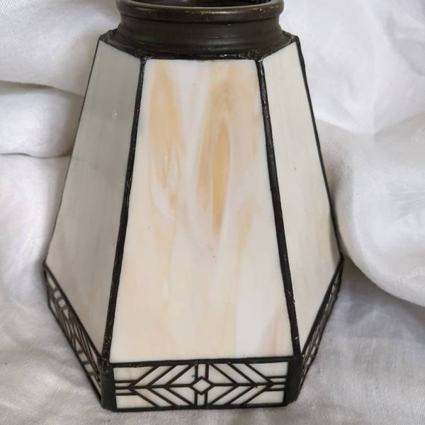 Vintage Stained Glass Lamp Shade Small 6" Art Deco Style