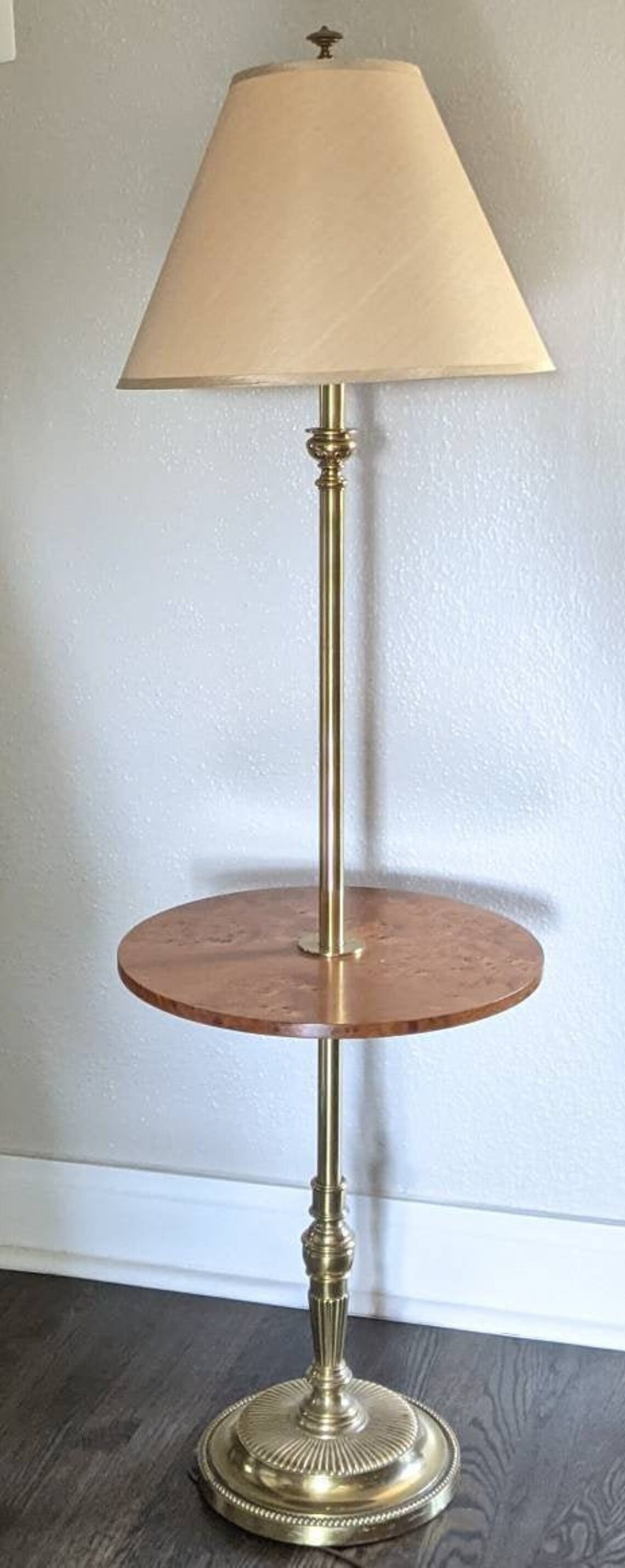 Stiffel Floor Lamp with Burl Wood Table 59 Tall Etsy