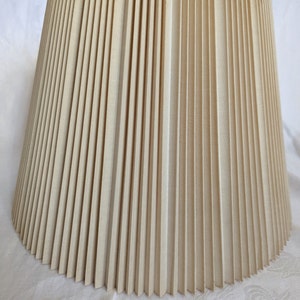 Stiffel Lamp Shade Vintage Tan Linen Tailored Pleats 12 inch tall 17 inch wide