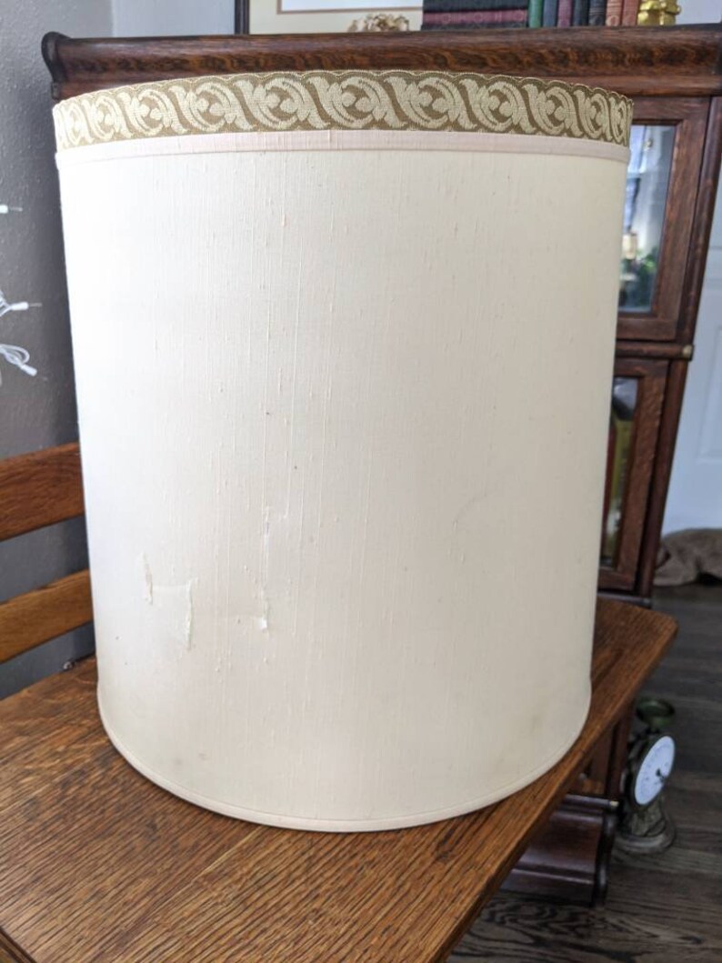 Stiffel Lamp Vintage Drum Lamp Shade Cream Metal Trim 17 Etsy
